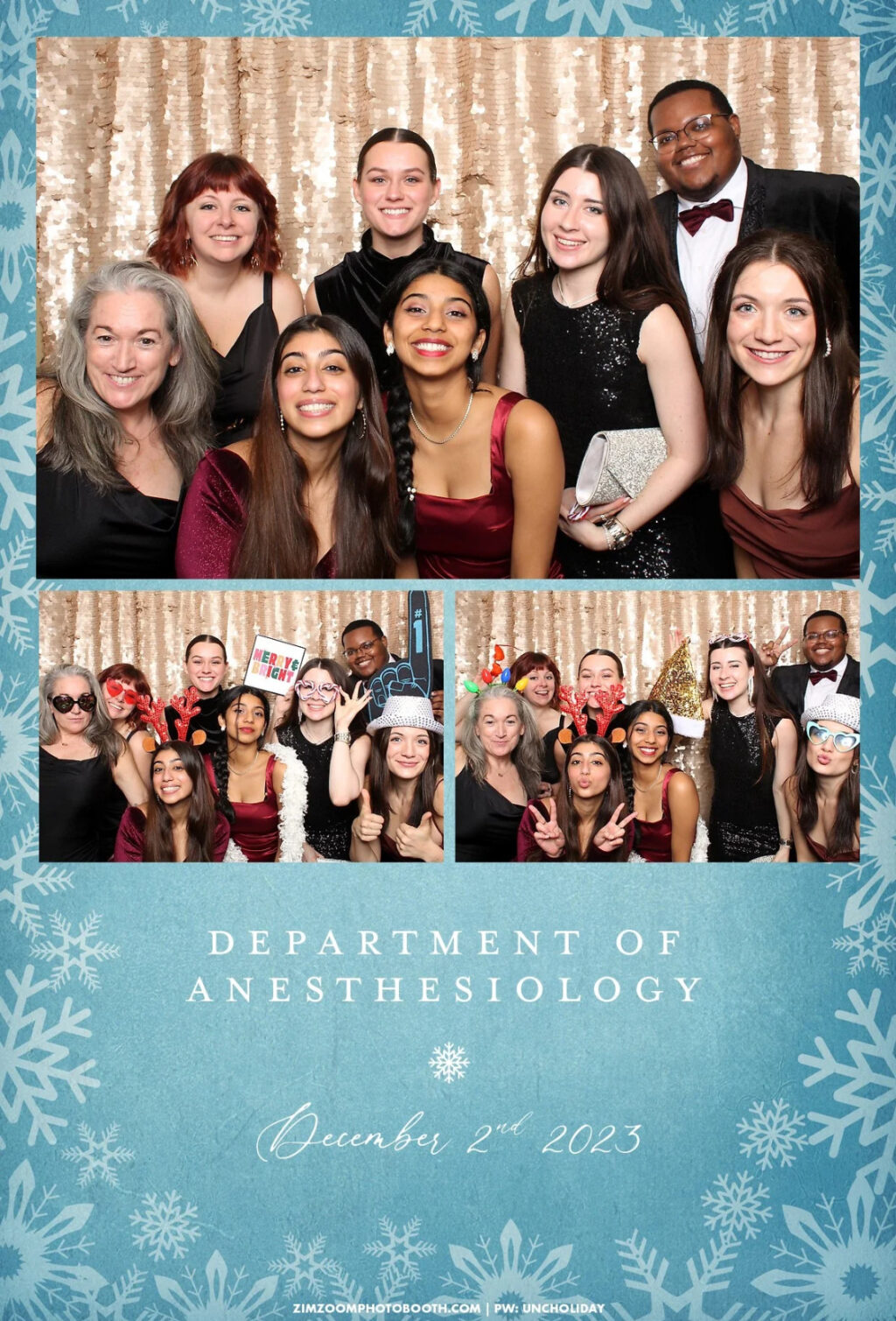 Photo of Lab members taken at the annual anesthesiology Christmas party
