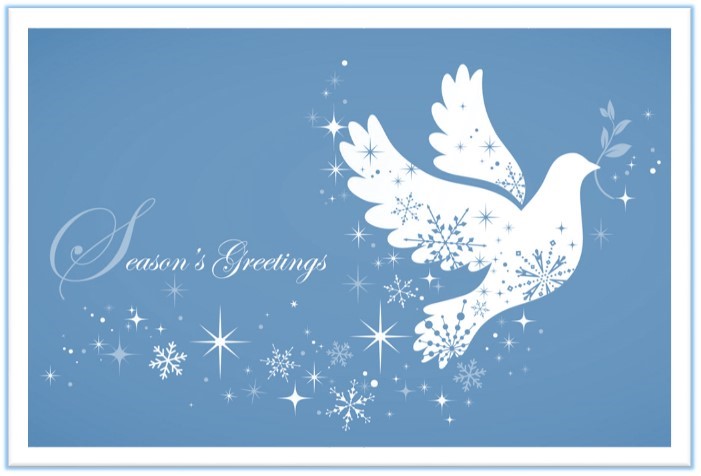 seasons greetings white dove on cover of image