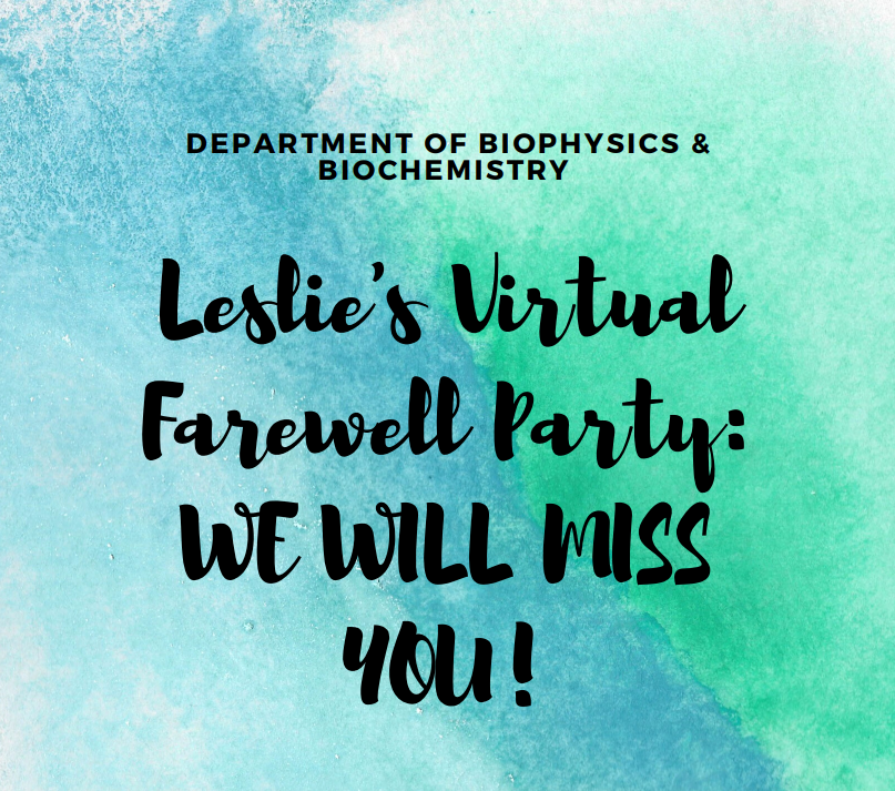 Leslie Parise flier for farewell party 5.13.2020