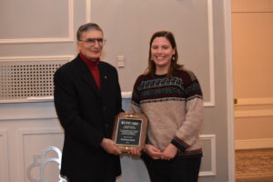 Aziz Sancar presented the Postdoc Excellence Award to Kathryn Gunn, PhD