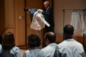 Paul Chelminski, MD, MPH, FACP and division director of the Physician Assistant Studies program, welcomed the class of 2020 with a white coat ceremony.