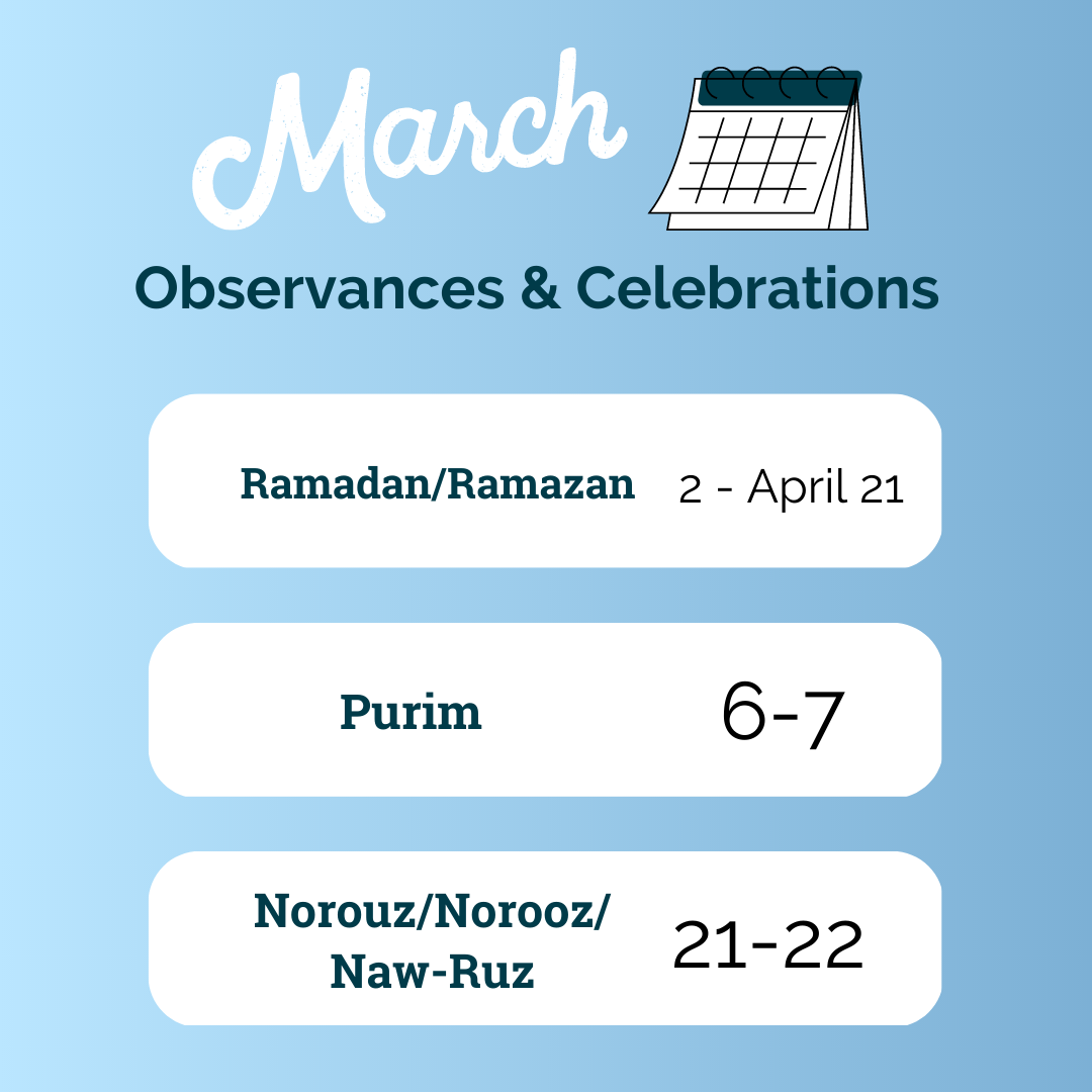 March Observances and Celebrations Department of Health Sciences