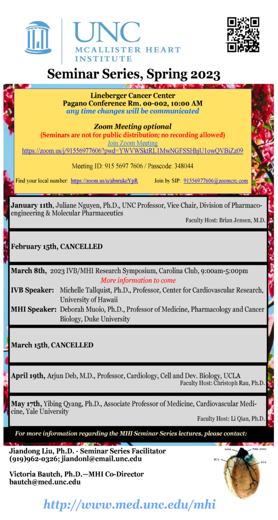 20222023 MHI Seminar Series, Spring Schedule UNC McAllister Heart