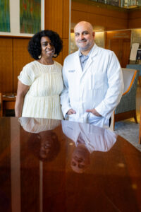 Dr. Carlos David with Essie at the UNC Health Cancer Hospital