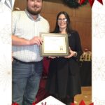 Adam Graves receives the Pharmacology Service and Outreach Award from Maria Aleman